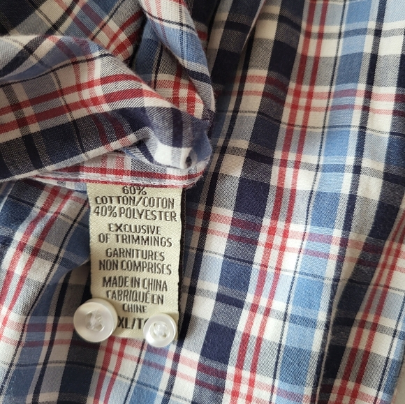 Denver Hayes Red and Blue Plaid Casual Shirt, Size 2XL - Picture 4 of 4